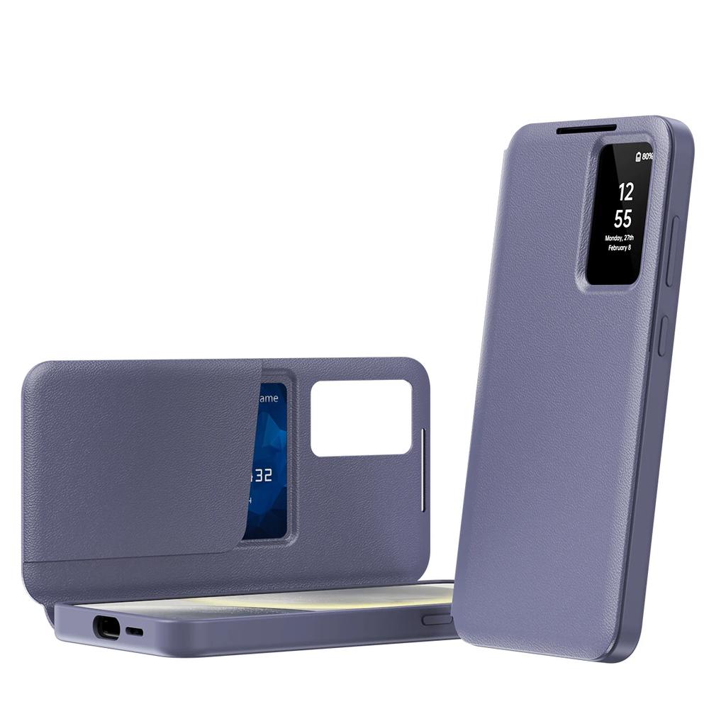 Кожаный чехол-кошелек с окошком для карт для Samsung S25 Edge S24 S26 Ultra S23 S22 Plus A55 A56 A17 Защитная обложка