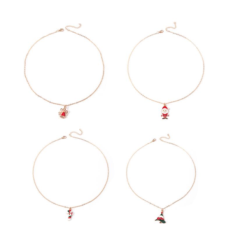 Европейский и американский рождественский набор ожерелий: Колокольчики, Дерево, Кулон в виде трости, Свитерная цепочка