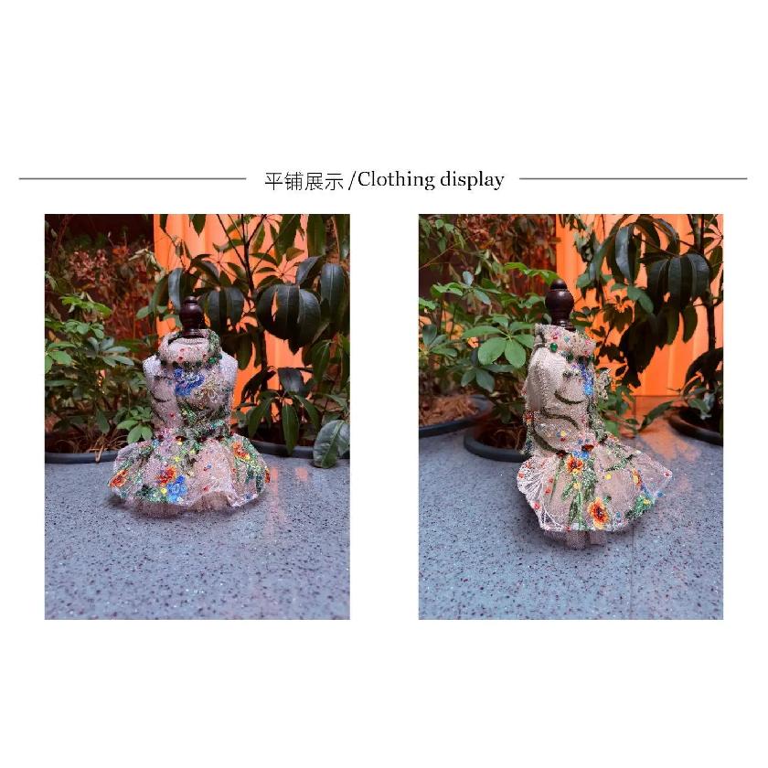 Summer New Puppy Dog Cats Clothing Luxury Handmade Embroidery Sequin Flower Princess Dress for Small Medium Dog Pet Clothes Coat