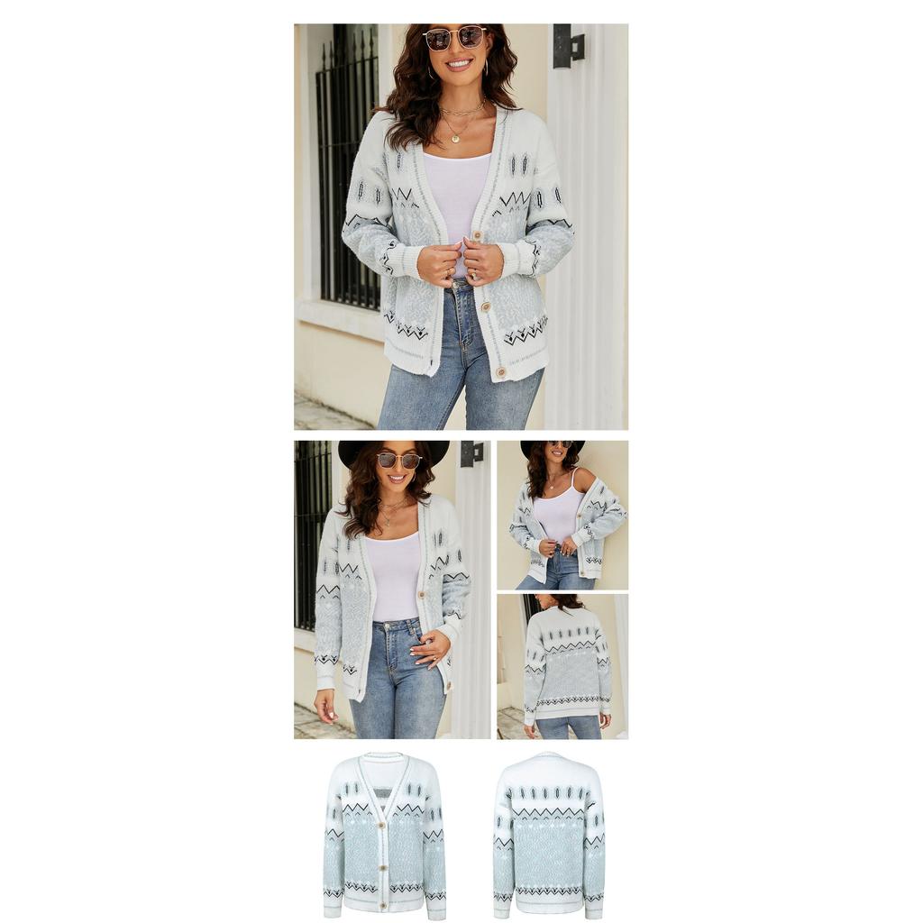 Женский осенне-зимний свитер контрастного цвета, однобортный вязаный повседневный кардиган, пальто для женщин