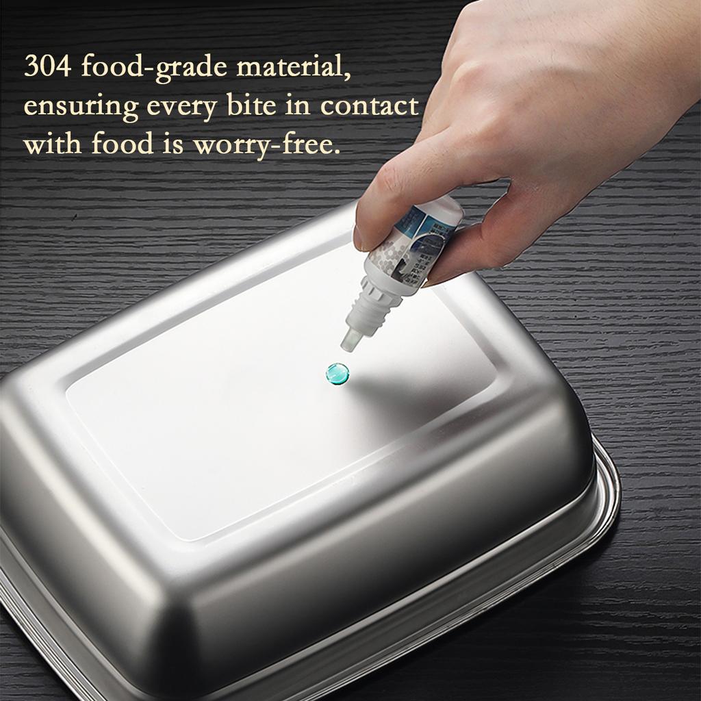 304 Stainless Steel Fresh-keeping Box Sealed Leak Proof Lunch Box Fruit Box with Lid Dumpling Container Refrigerated Storage Box
