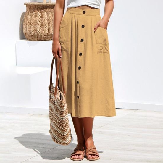 Женская юбка миди, эластичная, с высокой талией, утягивающая, длиной до середины икры, с карманами