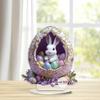 Easter Bunny Table Acrylic Desktop Ornament Spring Bunny Egg Sign 2D Flat Tabletop Centerpiece