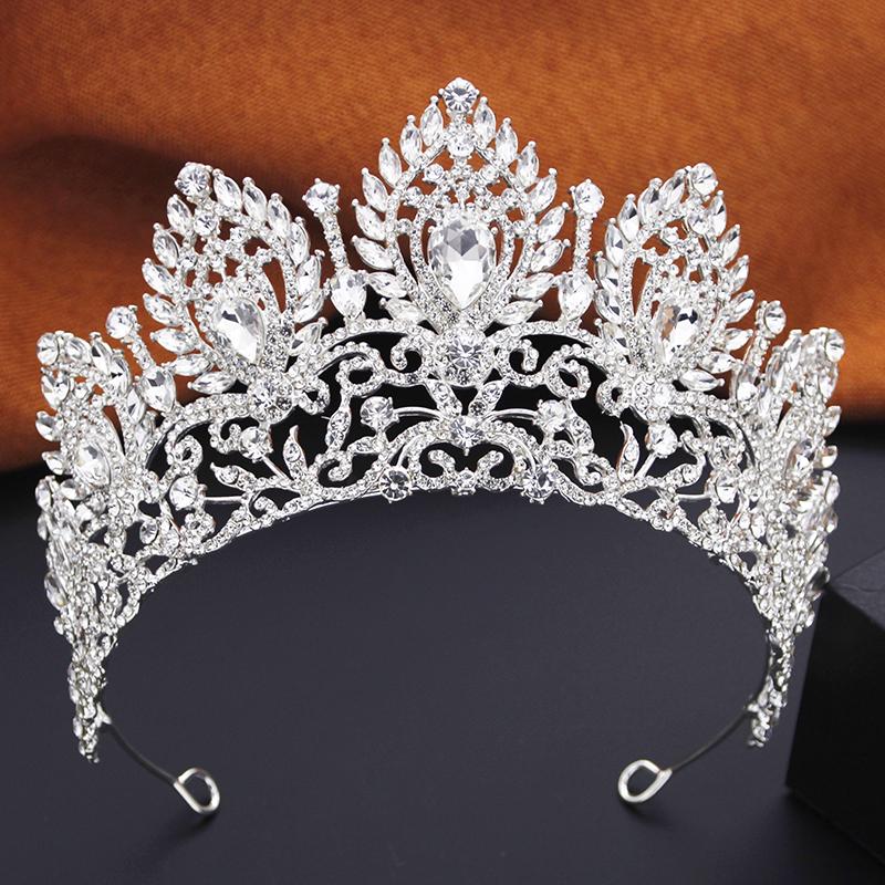 Royal Queen Red Green Crown Big Diadem Bride Tiara Crowns for Women Bridal Wedding Party Crown Hair Dress Jewelry Accessori