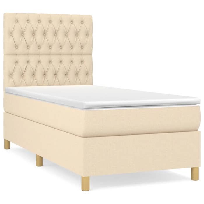 Maison Exclusive - Sommier à lattes de lit avec matelas Crème 100x200 cm Tissu