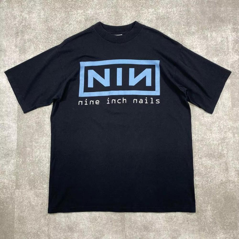 American Industrial Rock Nine Inch Nails Men Women Cotton T-shirt Vintage Casual Round-neck Short-sleeved Oversized T Shirt