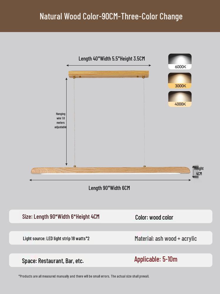 White Ash Solid Wood Zen Chandelier for Dining Room, Tea Room, Bar Counter, or Office Desk