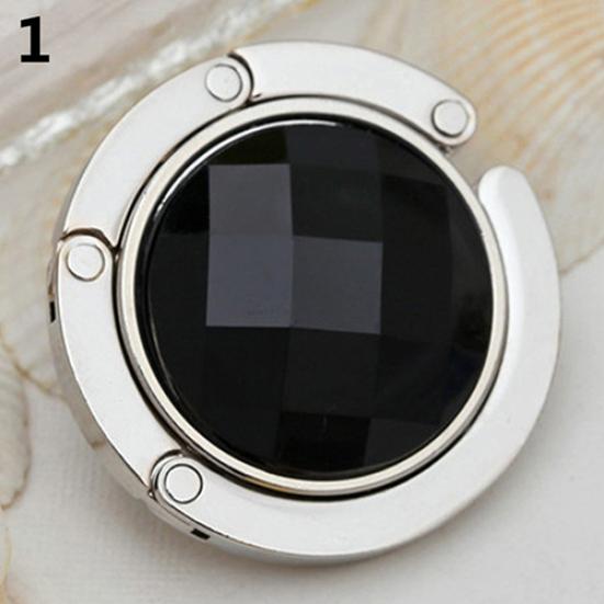 Foldable Purse Hanger Handbag Hook Hang Convenient Table Round Rhinestone Holder