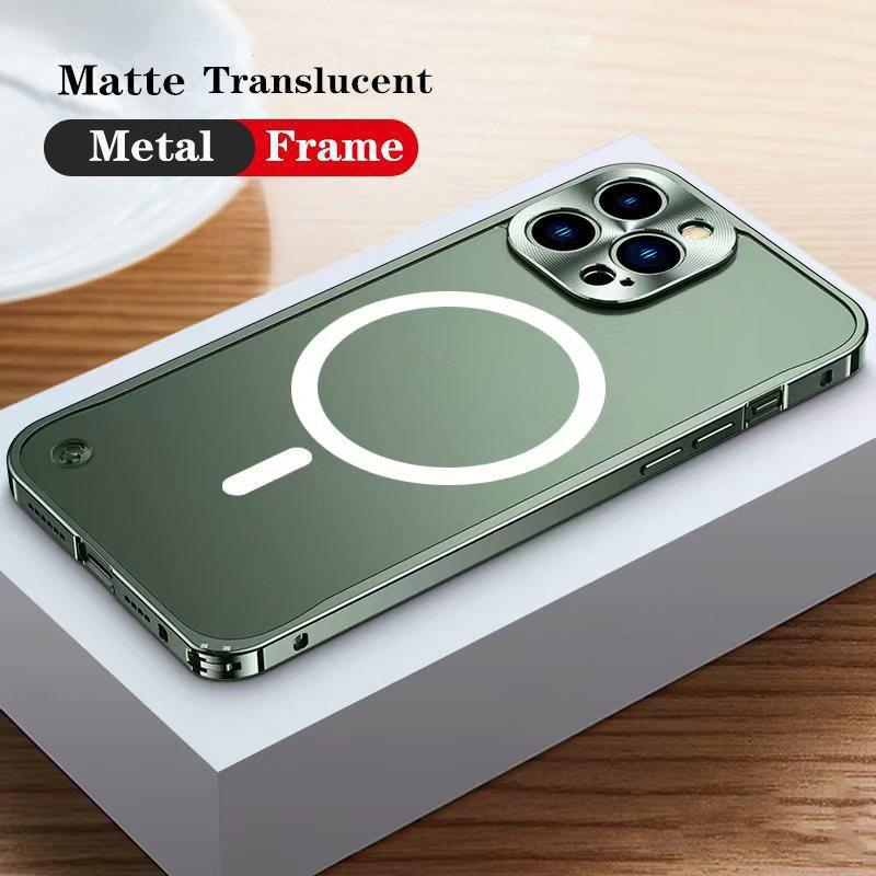 Luxury Metal Magnetic Phone Case For iPhone 16 15 14 Plus 13 12 11 Pro Max Magsafe For iPhone 16 Pro Aluminium Wireless Charging Cover