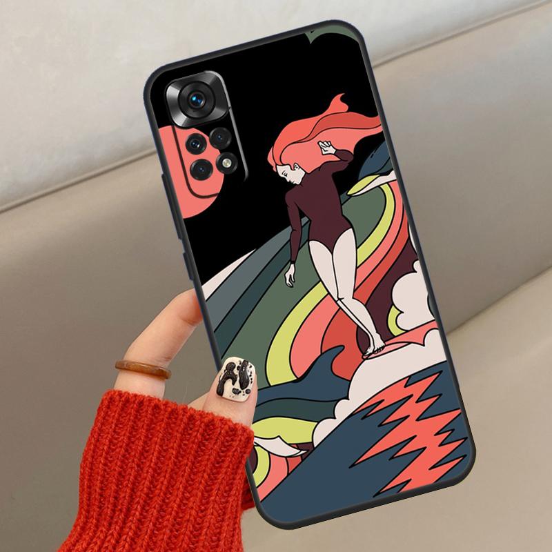Surfboard Surfing Surf Girl Case For Xiaomi Redmi Note 14 13 12 11 10 15 Pro Plus Cover For Redmi 15 15C 12C 10C 13C 14C