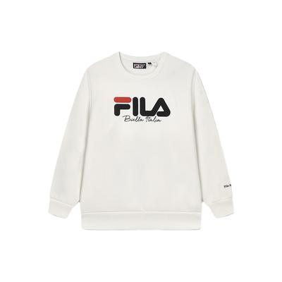 Fila Свободный крой, круглый вырез, повседневный спортивный стиль, теплая американская толстовка, унисекс, молочно-белый, F51U349298A-IV