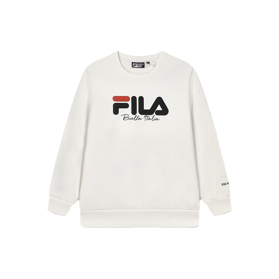 Fila Свободный крой, круглый вырез, повседневный спортивный стиль, теплая американская толстовка, унисекс, молочно-белый, F51U349298A-IV