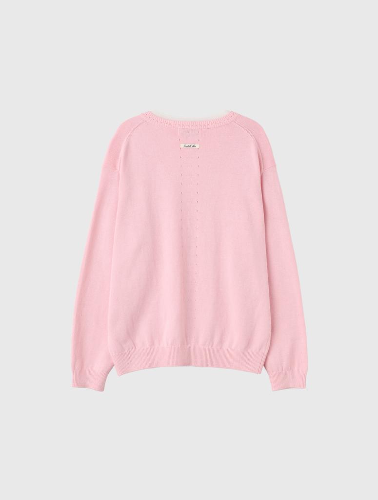 GENERALIDEA Cotton Layered V-Neck Knit Pullover [Pink] / Gf1Lkp506