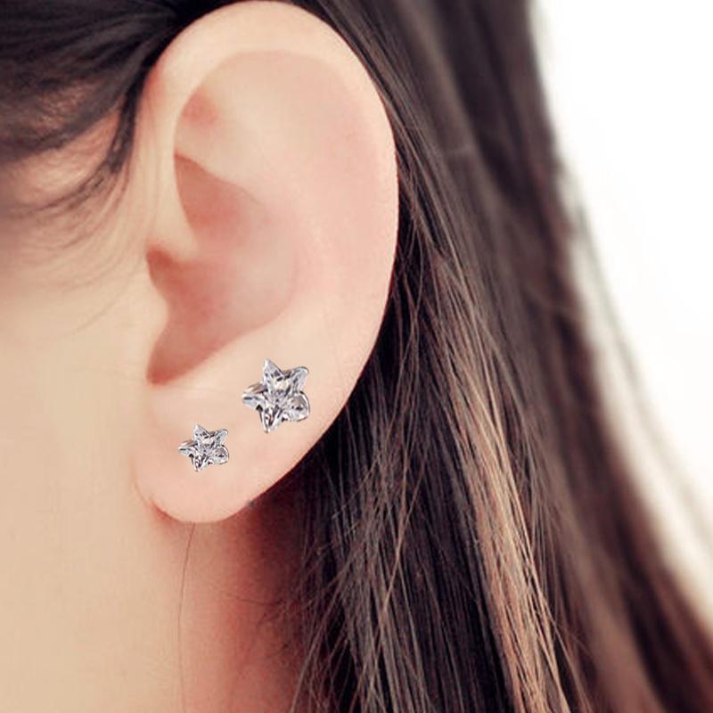 1 пара сережек-гвоздиков для пирсинга хряща и козелка в форме звезды ADM