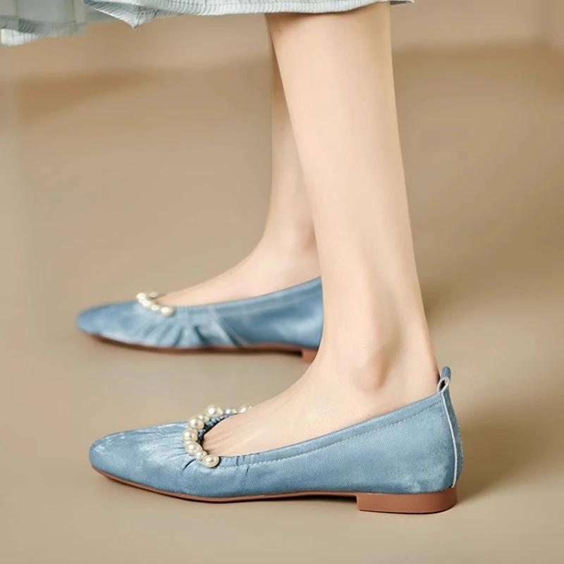 Женские туфли-лодочки Летние новые на низком каблуке с квадратным носком, расшитые бисером, обувь для танцев, повседневные модные оксфорды на легкой мягкой подошве