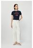 LILY contrasting printed shoulder short-sleeved T-shirt