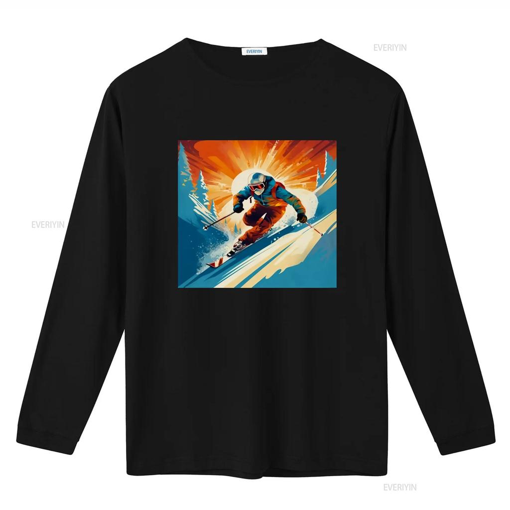 Telemark Skier T Shirt Retro Carving Vintage Adventure Skiing Ride Tele Long or s vintage Washed streetwear Comfortable