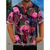 2025 Футболка с принтом листьев и фламинго для мужчин, гавайская повседневная пляжная рубашка с коротким рукавом, модные топы, мужская блузка, летняя одежда
