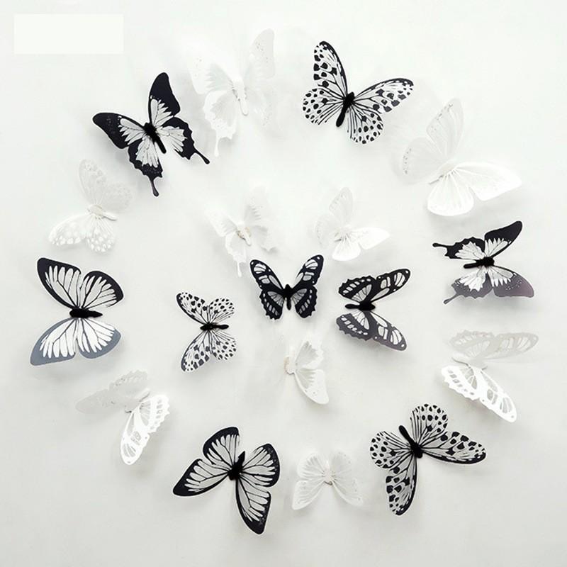 New 18pcs/lot Crystal Butterflies 3d Wall Sticker Beautiful Butterfly Living Room for Kids Room Wall Decals Home Decoration KTY