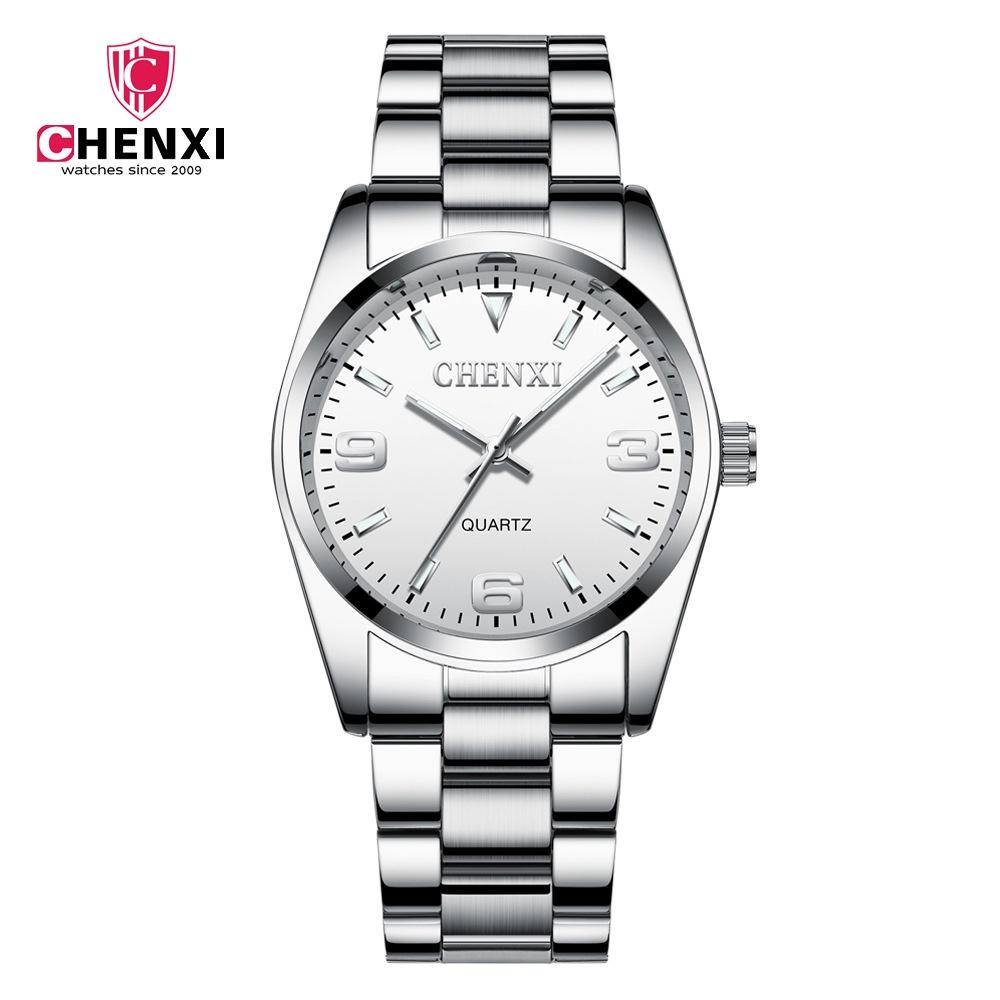Chenxi Парные часы Модные Водонепроницаемые Кварцевые часы Декоративные и Люминесцентные Стальной ремешок Водонепроницаемость 30 м