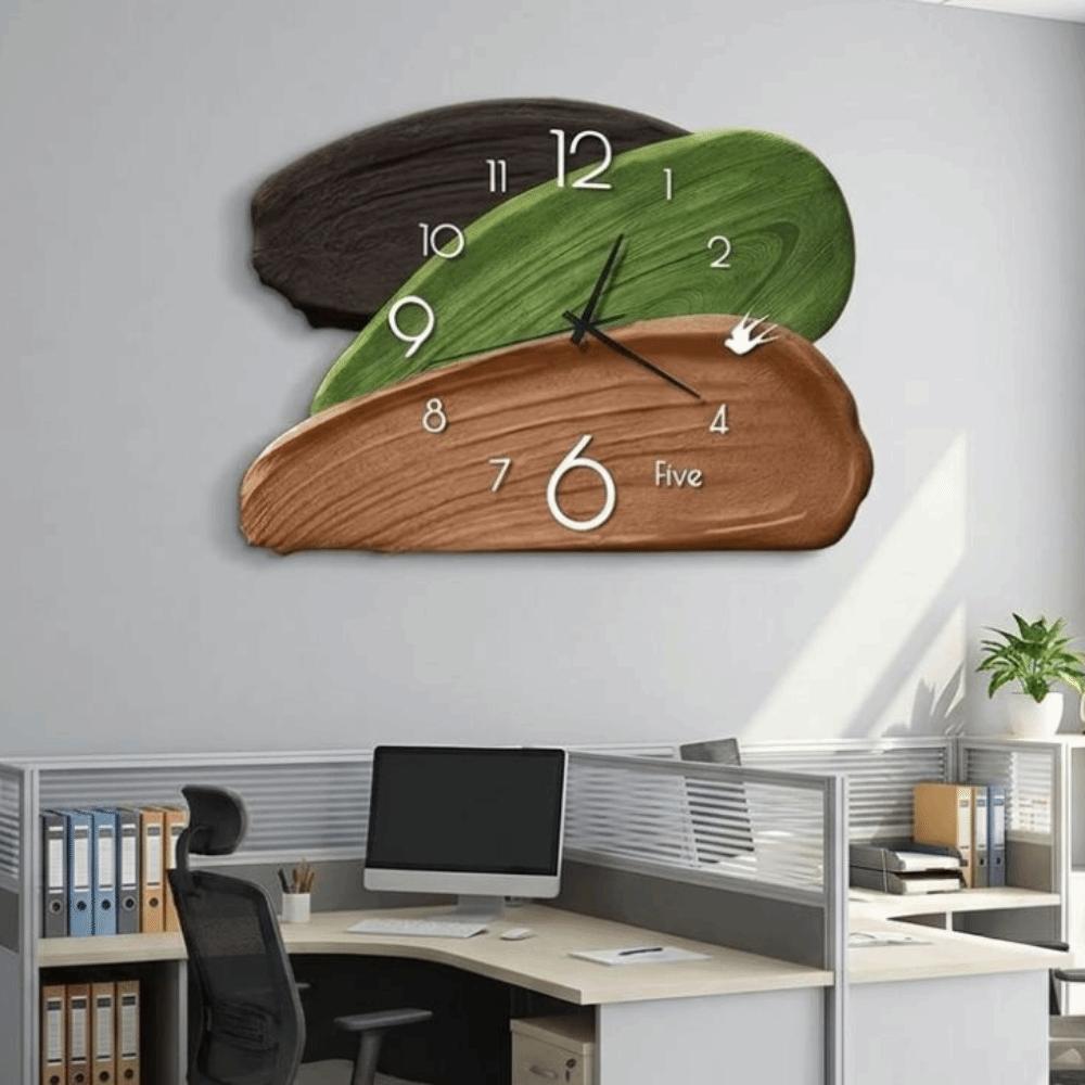 Silent Art Style Silent Clock Tri Color Splicing Digital Aesthetic Wall Clocks Room Decor
