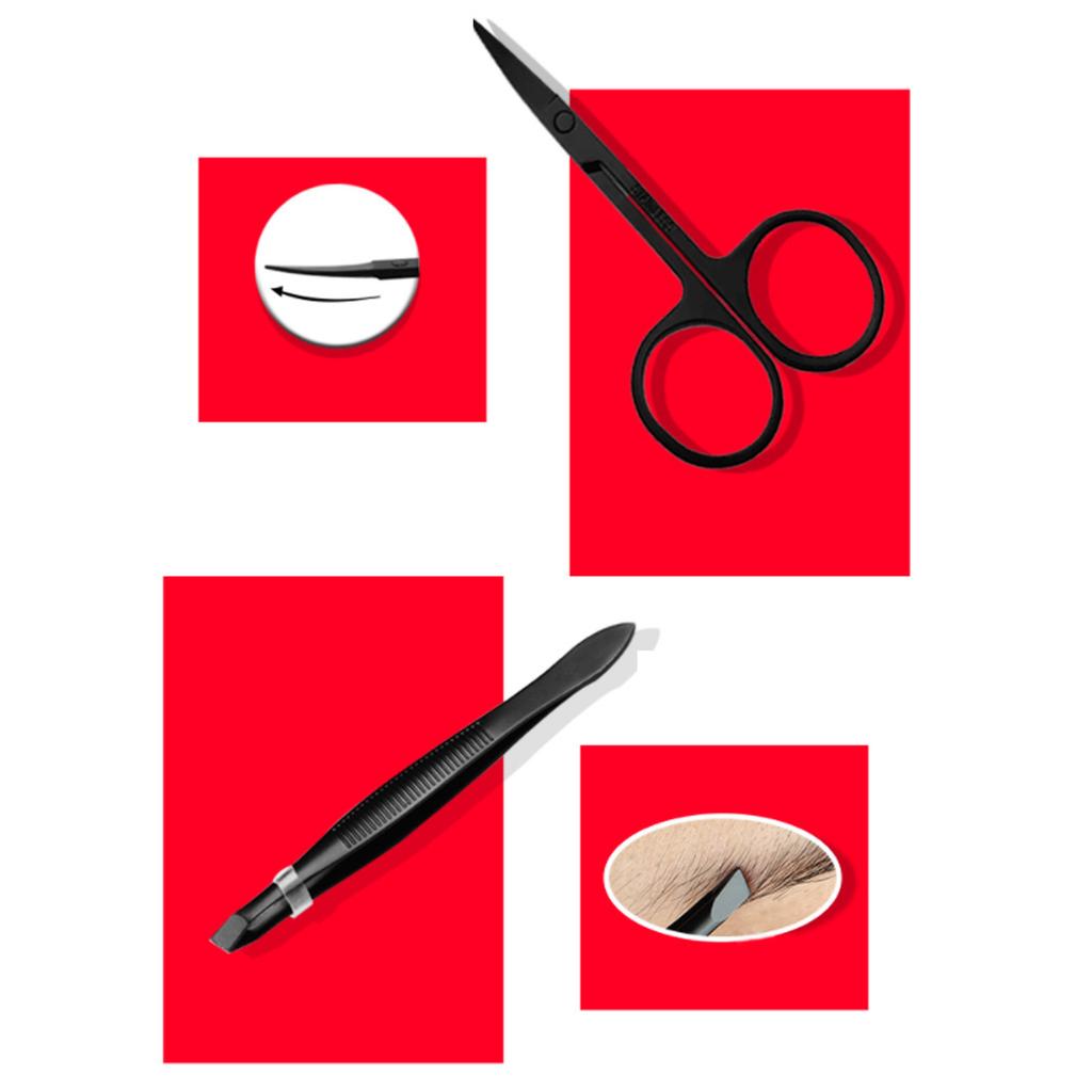 18PCS Nail Clippers Set Black Stainless Steel Portable High Strength Household Nail Clippers