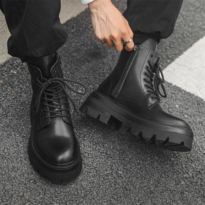 Winter Martin boots men's high-top British style tooling shoes heightening leather boots velvet locomotive boots 3318-J