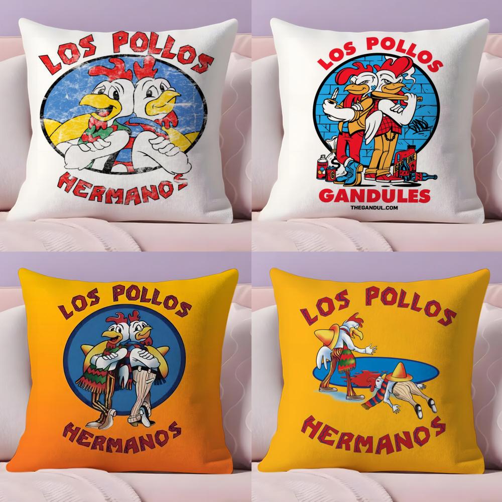 Чехол на подушку Los Pollos Hermanos Плюшевая ткань Мягкий Двусторонний печатный чехол для диванной подушки Стойкий к выцветанию Домашний декор Подарок