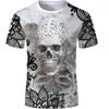 Men's Skull Graphic Tees Skeleton Spiders Print Short Sleeve Horror T Shirts Comfortable Breathable Casual Tee Top