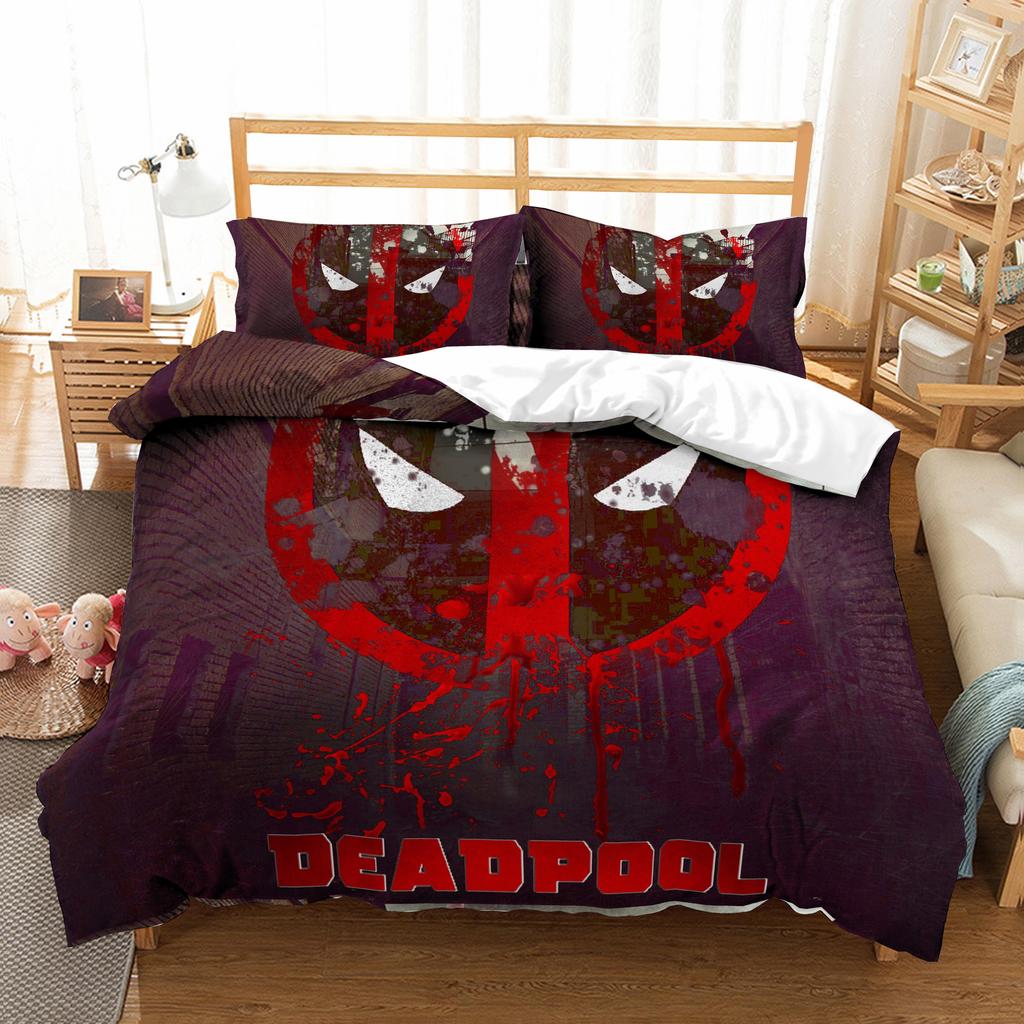 Deadpool Anime, Home Bedroom Comforte Nordic polyester material, suitable for children and adults, 3-piece set