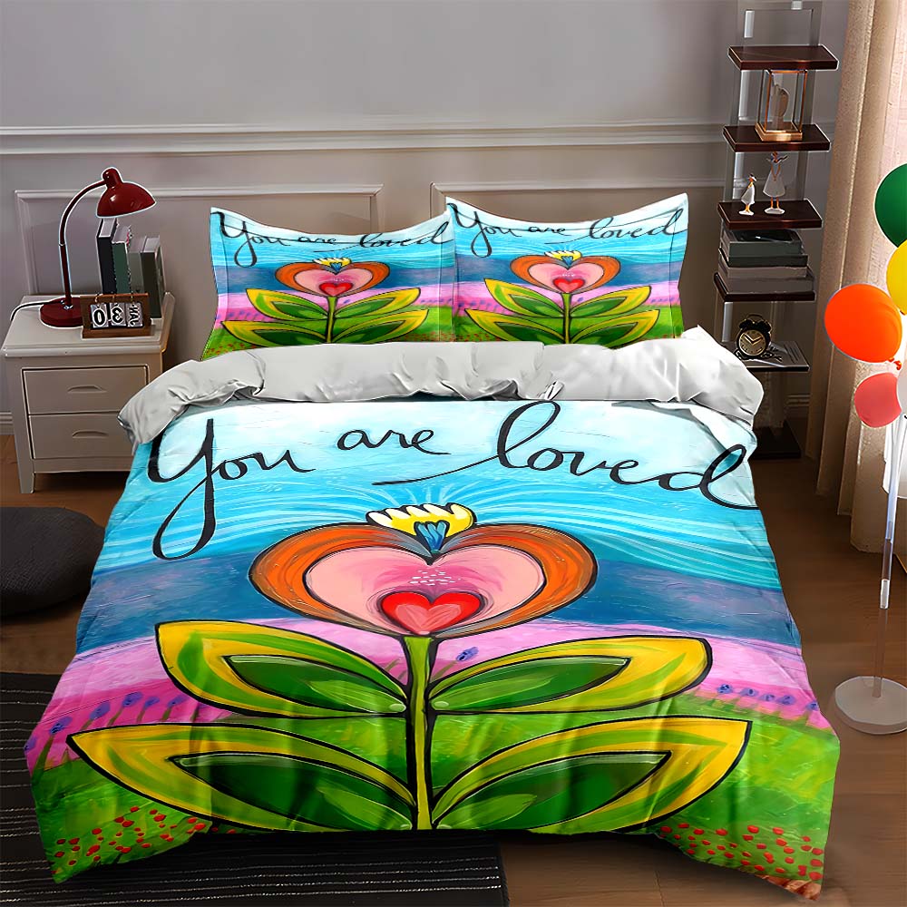 Colorful, floral, artistic. Bedding Duvet cover sets Duvet covers Pillowcases gifts (1 * Duvet Cover 2 * Pillowcases, without duvet insert)