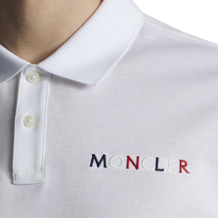 Moncler Однотонная футболка-поло с вышитым логотипом, короткий рукав, мужские топы H10918A0002484673001