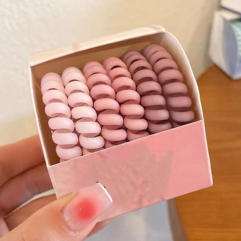 6pcs/lot Colorful Elastic Hair Bands Rubber Hair Ties Telephone Wire Hair Accessories Fashion Elastic Bands Headband