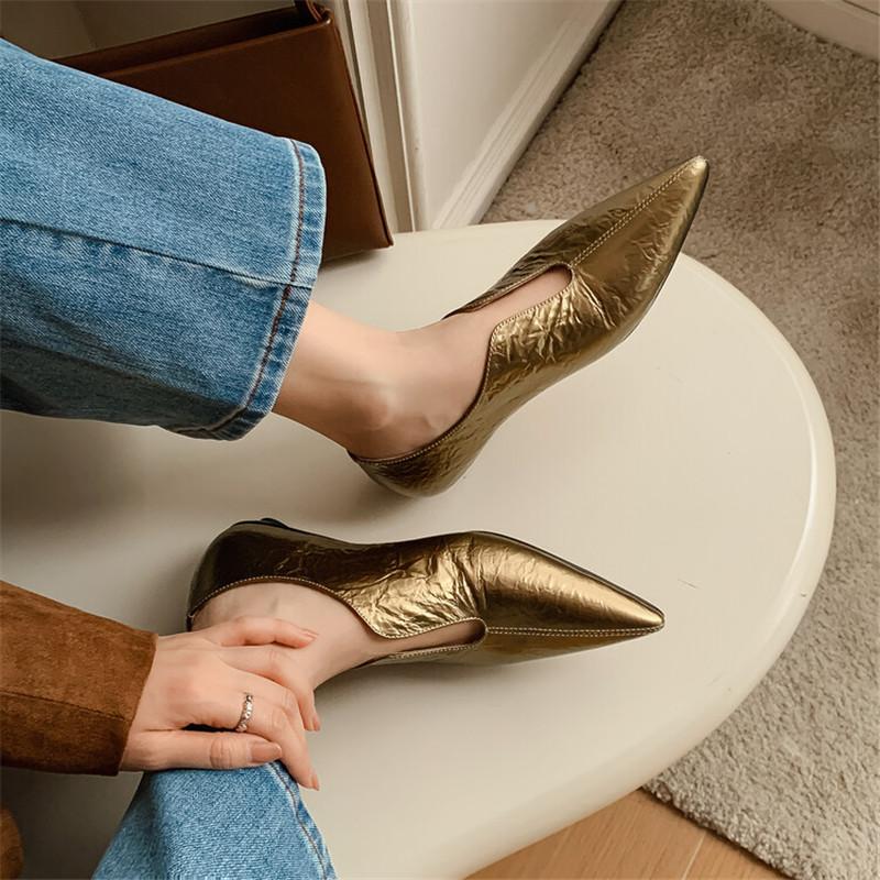 Модные Новые Весенние Женские Туфли из Коровьей Кожи с Острым Носком, Женские Туфли-Лодочки, Обувь для Женщин, Zapatos De Mujer, Модные Ретро Женские Туфли на Низком Каблуке