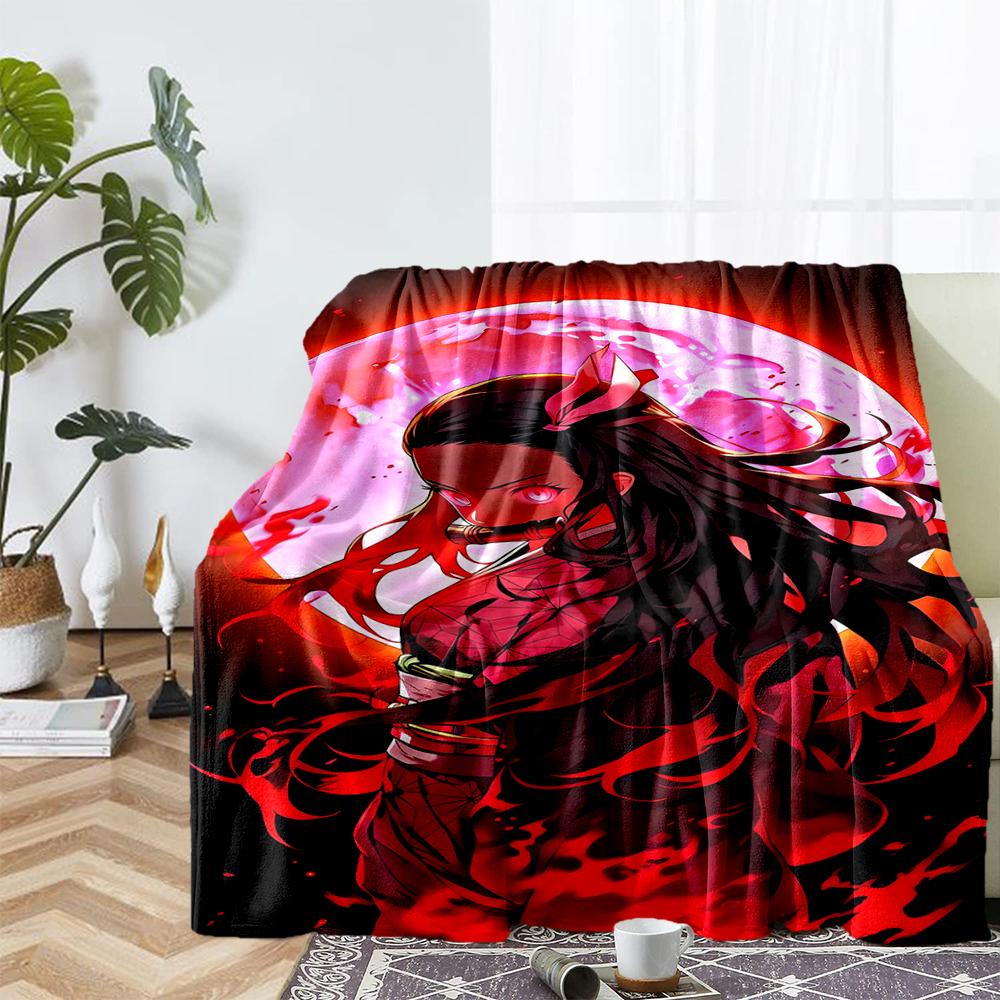 Demon Slayer Theme Printed Blanket - Perfect for Couch, Bed, Travel & Outdoor Use | Machine Washable, Cozy & Durable.