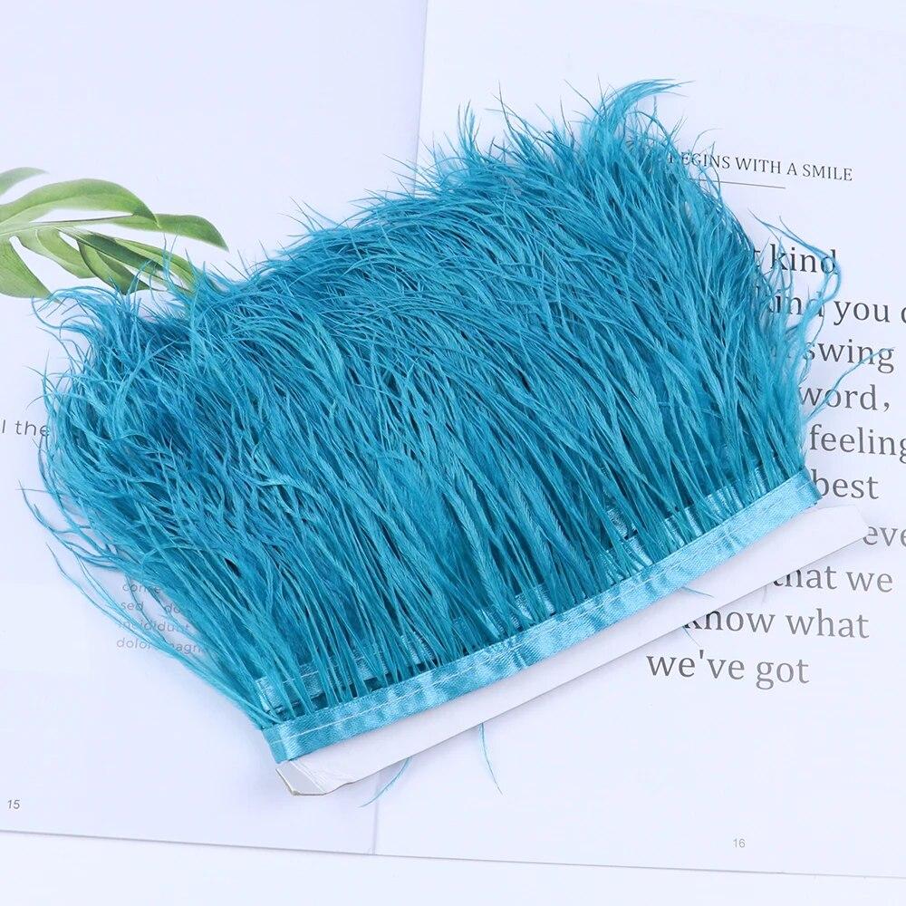 Цветная страусиная отделка 6-8 см, 1 м, 5 м, 10 м для поделок, свадебное платье, украшение одежды, лента с бахромой из перьев, отделка для шитья Flecos