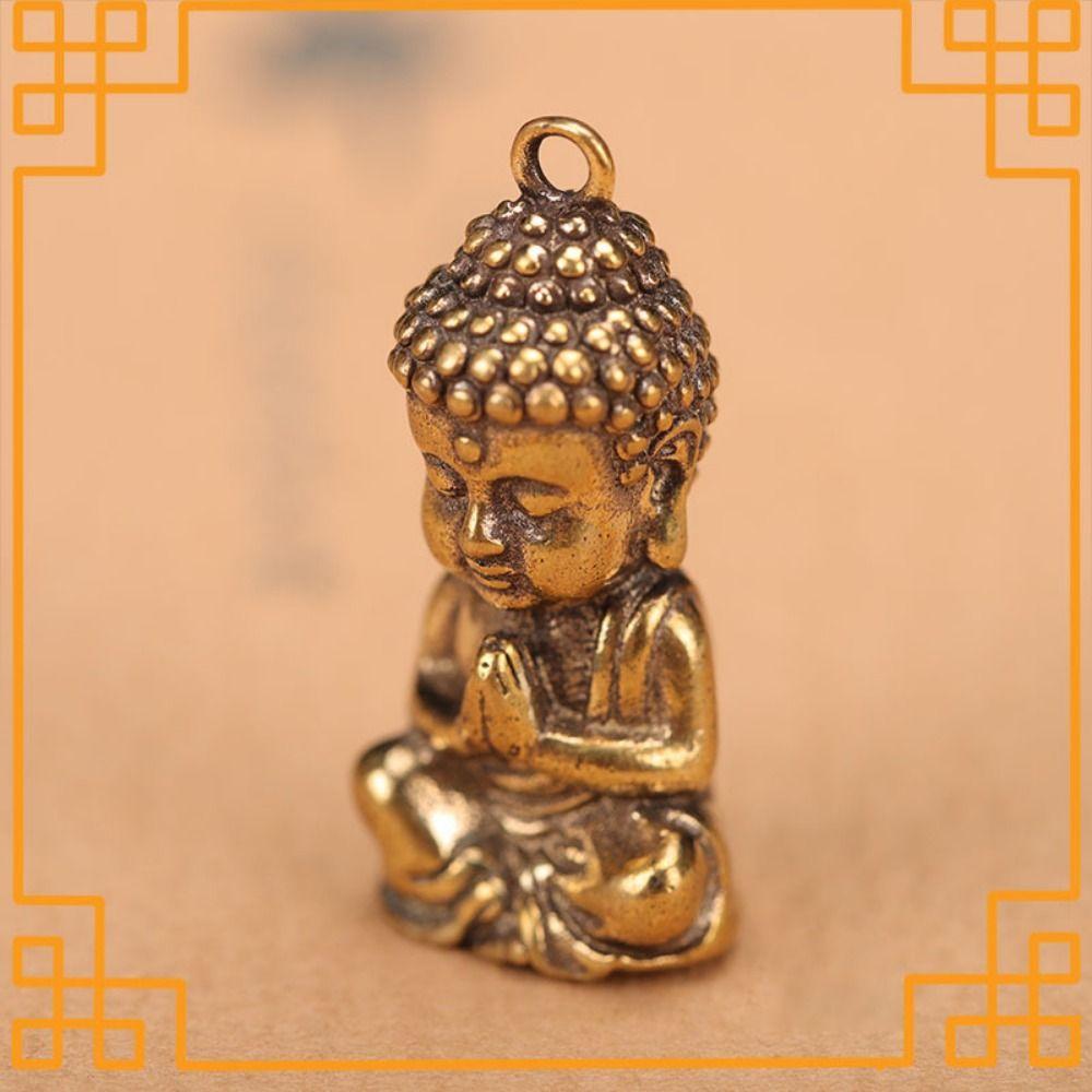 Miniature Brass Buddha Ornaments Brass Crafts Mini Buddha Figurine Keychain