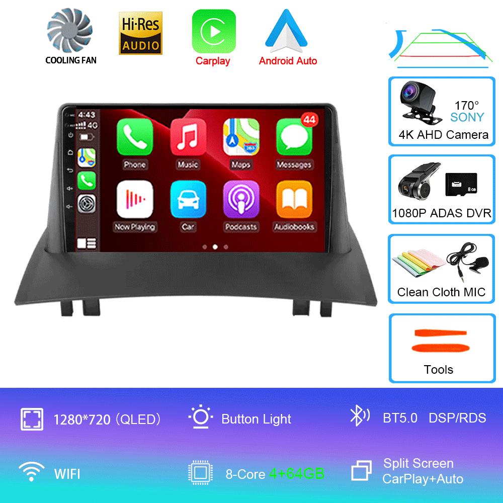 Android 14 2 Din автомобильное радио для Renault Megane 2 2002-2009 Мультимедийный видеоплеер Навигация GPS стерео головное устройство