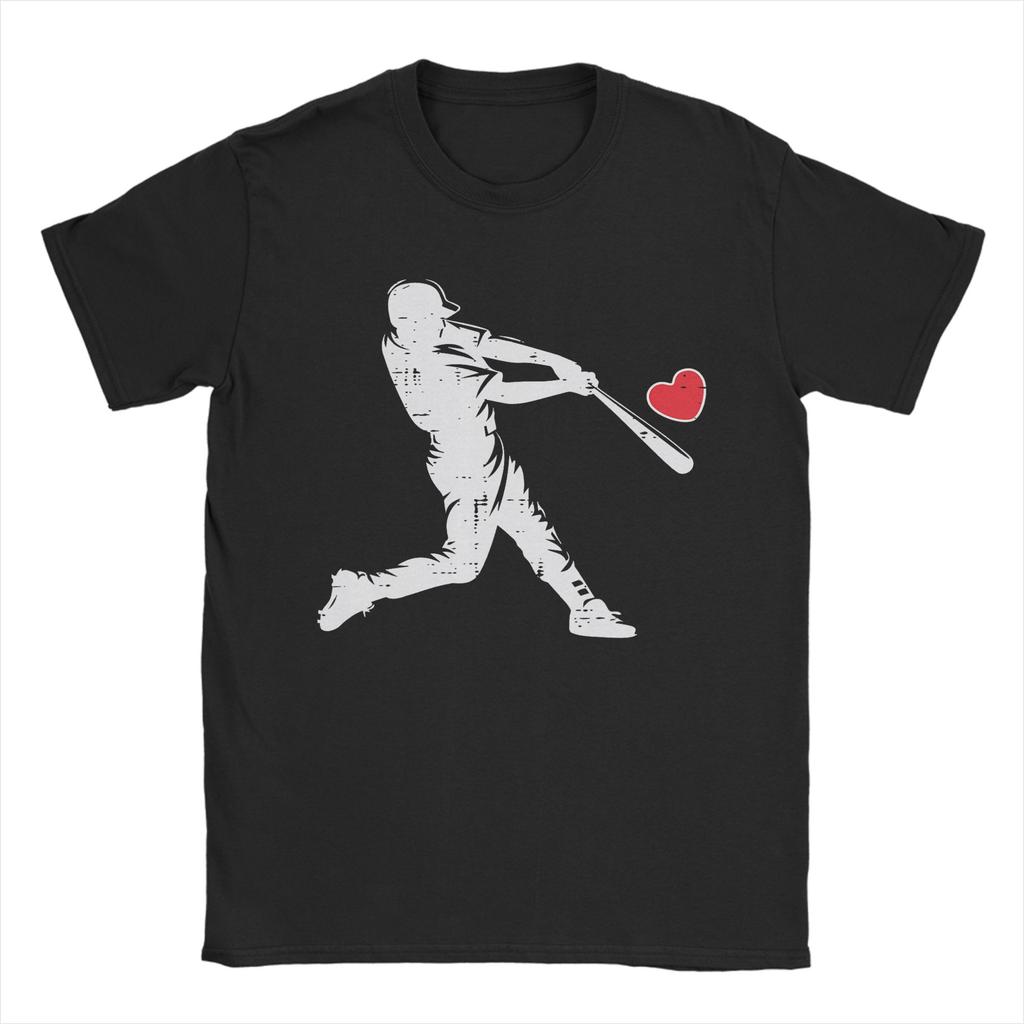 Unisexs Valentines Day Baseball Batter Silhouette Heart T Shirts Cotton Clothing Funny Short Sleeve Tee Shirt Gift Idea TShirt