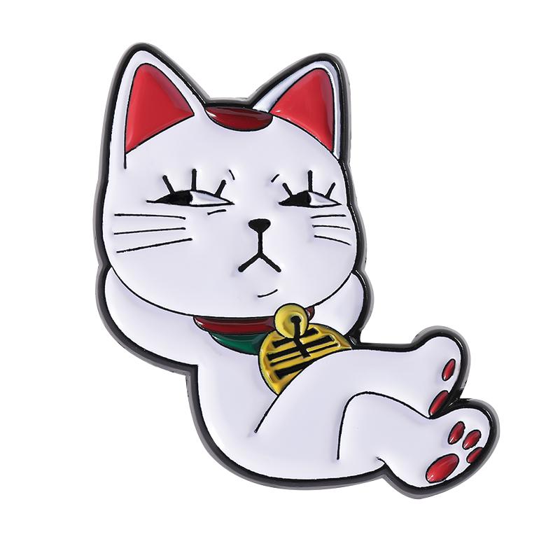 Cute Lucky Cat Enamel Pins Custom Cat Running Exercise Brooches Lapel Badges Clothes Animal Jewelry Gift for Kids Friends