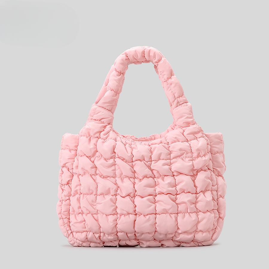 Cloud Pleated Bag Women's Large Capacity Lightweight Lattice Dumpling Bag Korean Bubble Shoulder Bag