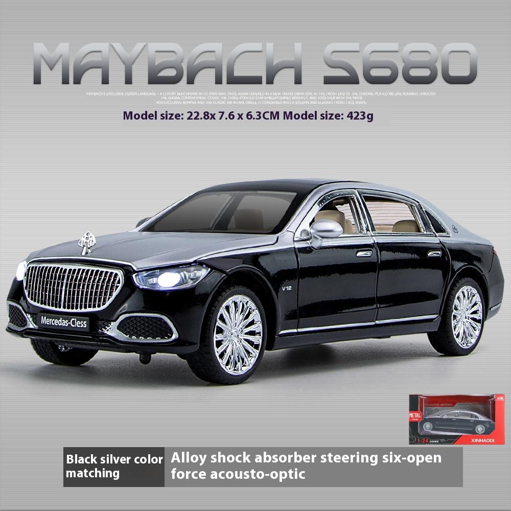 1/24 Benz Maybach S680 Alloy Car Diecast Metal Model Sound & Light Toy Car Central Control Ornaments Collect Kids Toys