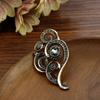 Elegant Bohemian Women's Brooch Grey Crystal Retro Gold Turkish National Wedding Jewelry Hijab Scarf Pin