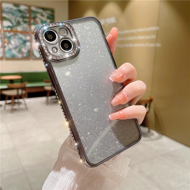 Чехол для телефона с блестящим алмазным покрытием для Iphone 13 11 12 14 Pro Max Plus X Xr Xs 14, мягкий силиконовый защитный противоударный чехол для линз