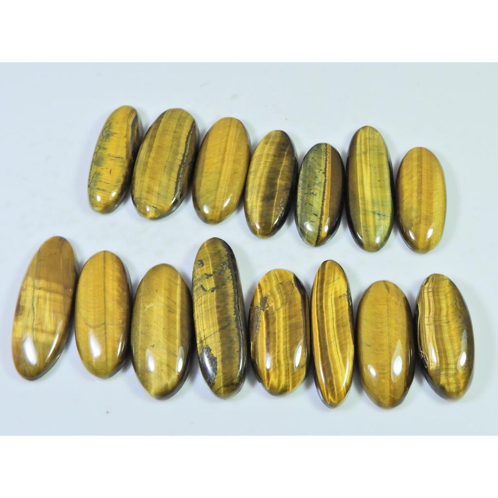 280Cts. Natural Tiger Eye Oval Cabochon Loose Gemstone 15Pcs Lot 27-33 MM C-728