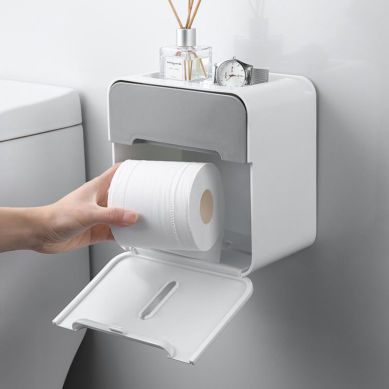 Toilet tissue holder bathroom double-layer tissue box storage rack waterproof wall mounted storage rack bathroom accessories
