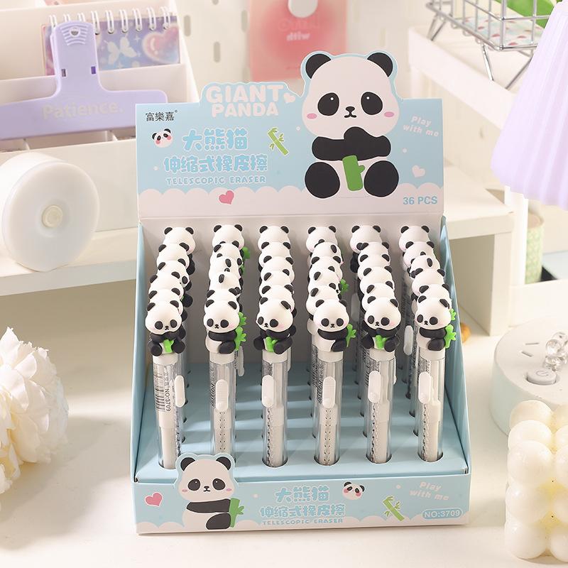 Cute Panda Eraser Cartoon Panda Telescopic Pencil Eraser School Student Stationery Children Funny Erasers