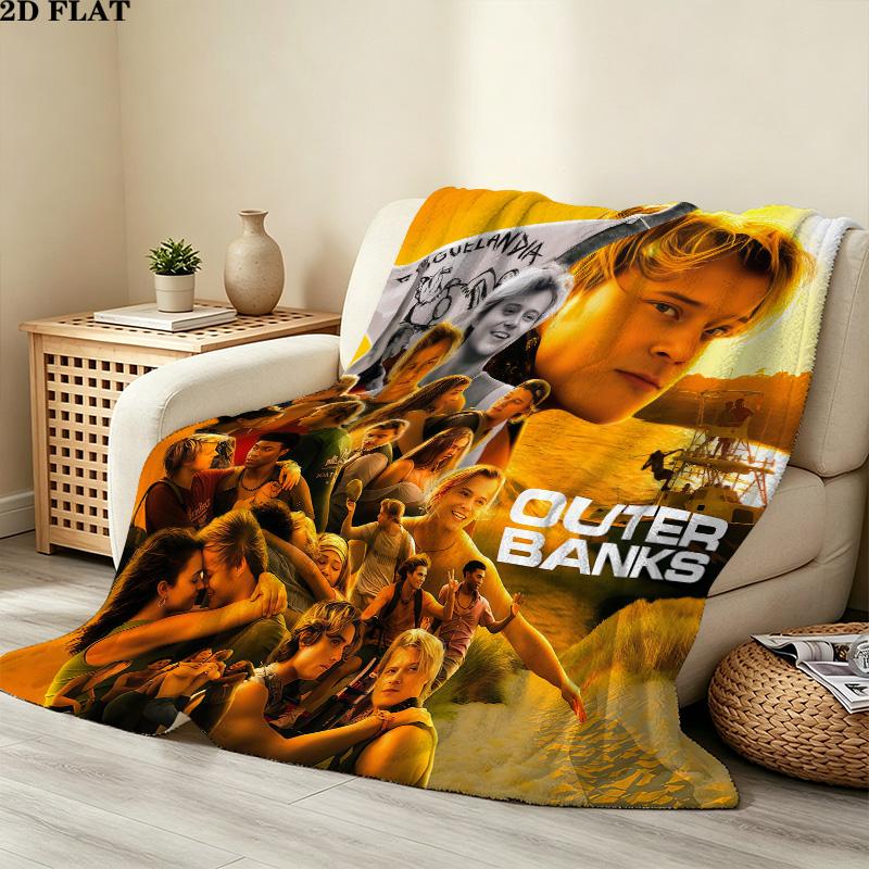 1PC Outer Banks Patterned Flannel Blanket Suitable For All Seasons For Home Decor Warmth And Comfort Gifts Holiday Present