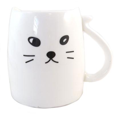 [Q0219] - Кружка керамическая 'Les Chats' белая черная - 12x10 см