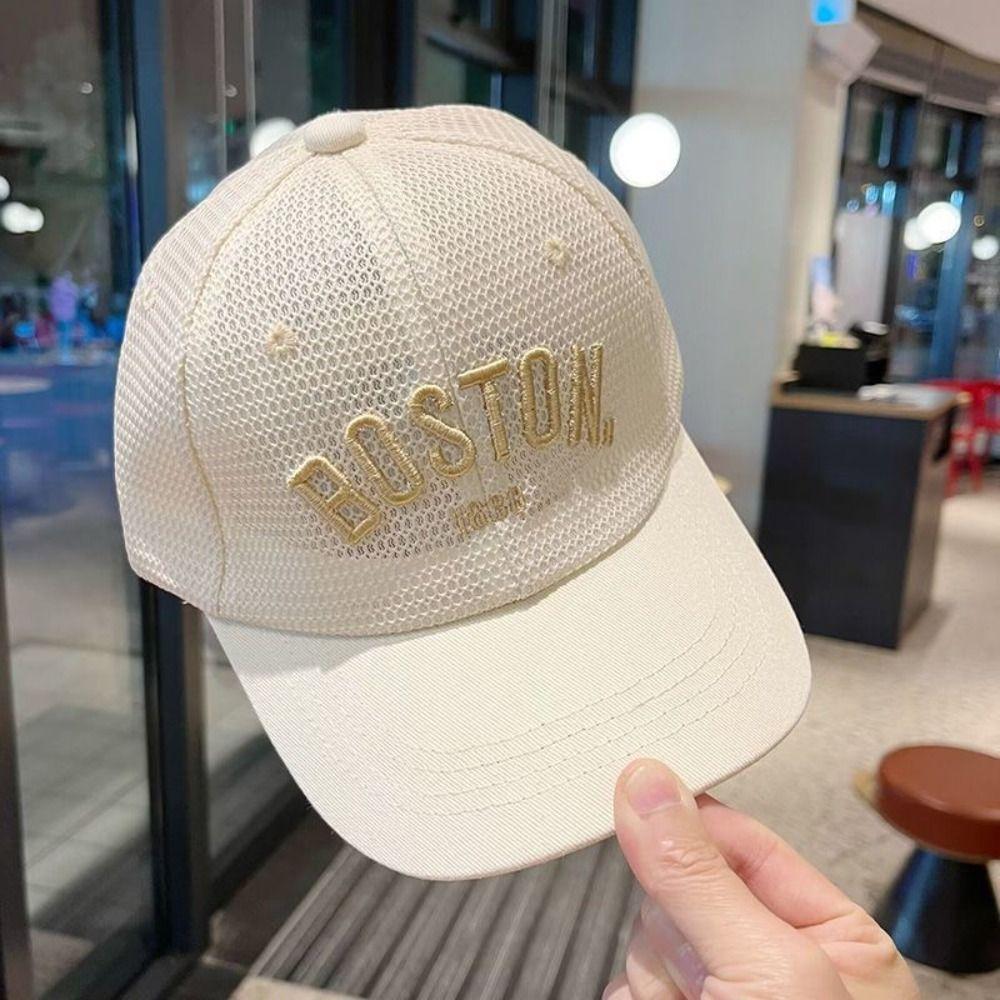 Дышащая сетчатая бейсболка с вышивкой букв, уличные солнцезащитные шляпы для маленьких мальчиков и девочек